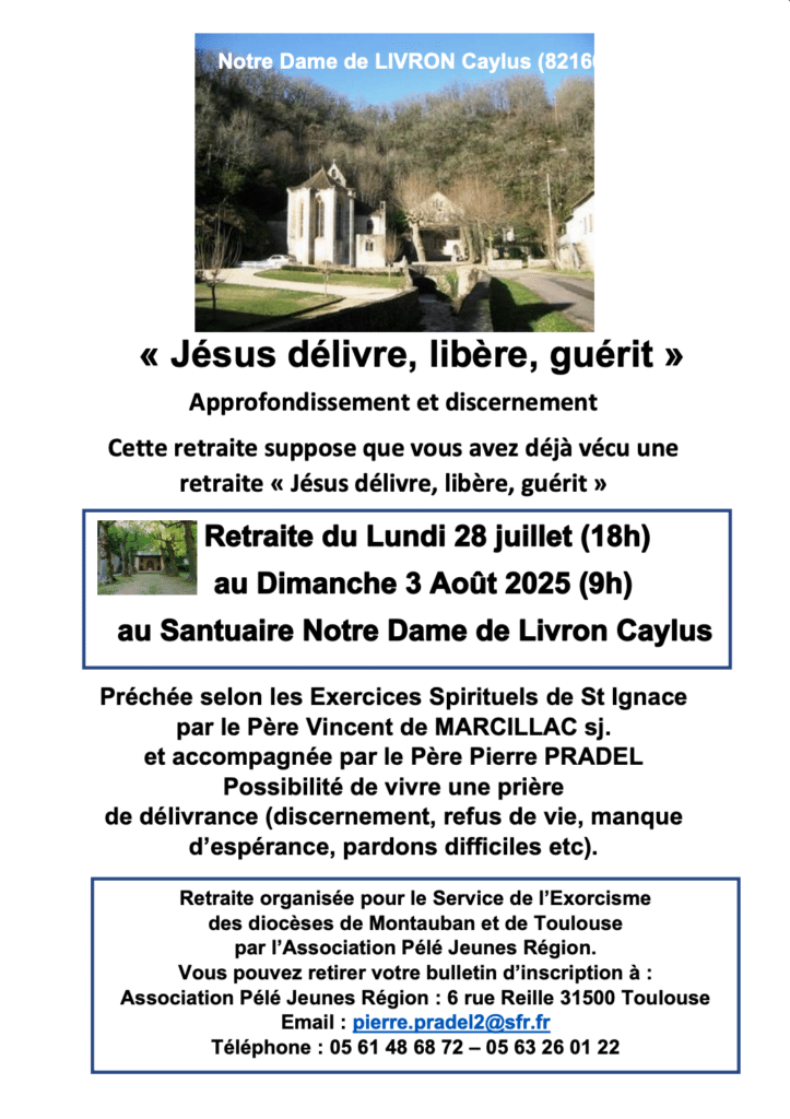 Affiche de la retraite spirituelle de Livron en Juillet